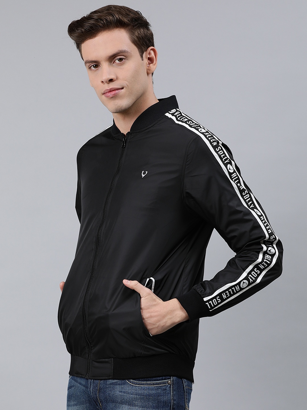 

Allen Solly Sport Men Black Solid Bomber Jacket