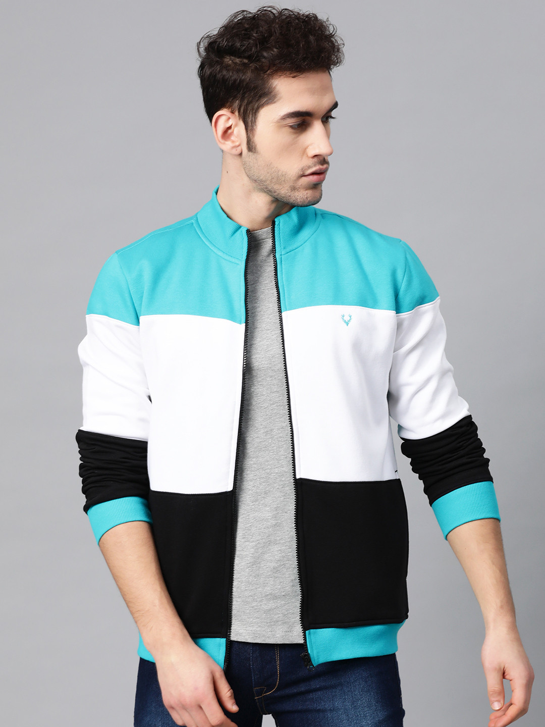 

Allen Solly Men Blue & White Colourblocked Sweatshirt