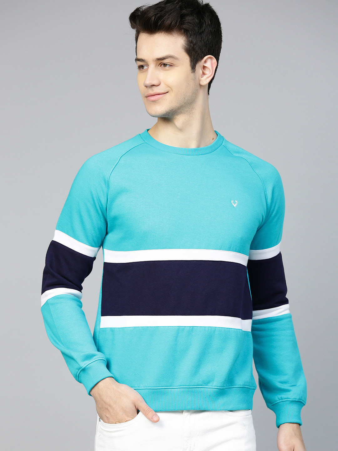 

Allen Solly Men Blue Colourblocked Sweatshirt