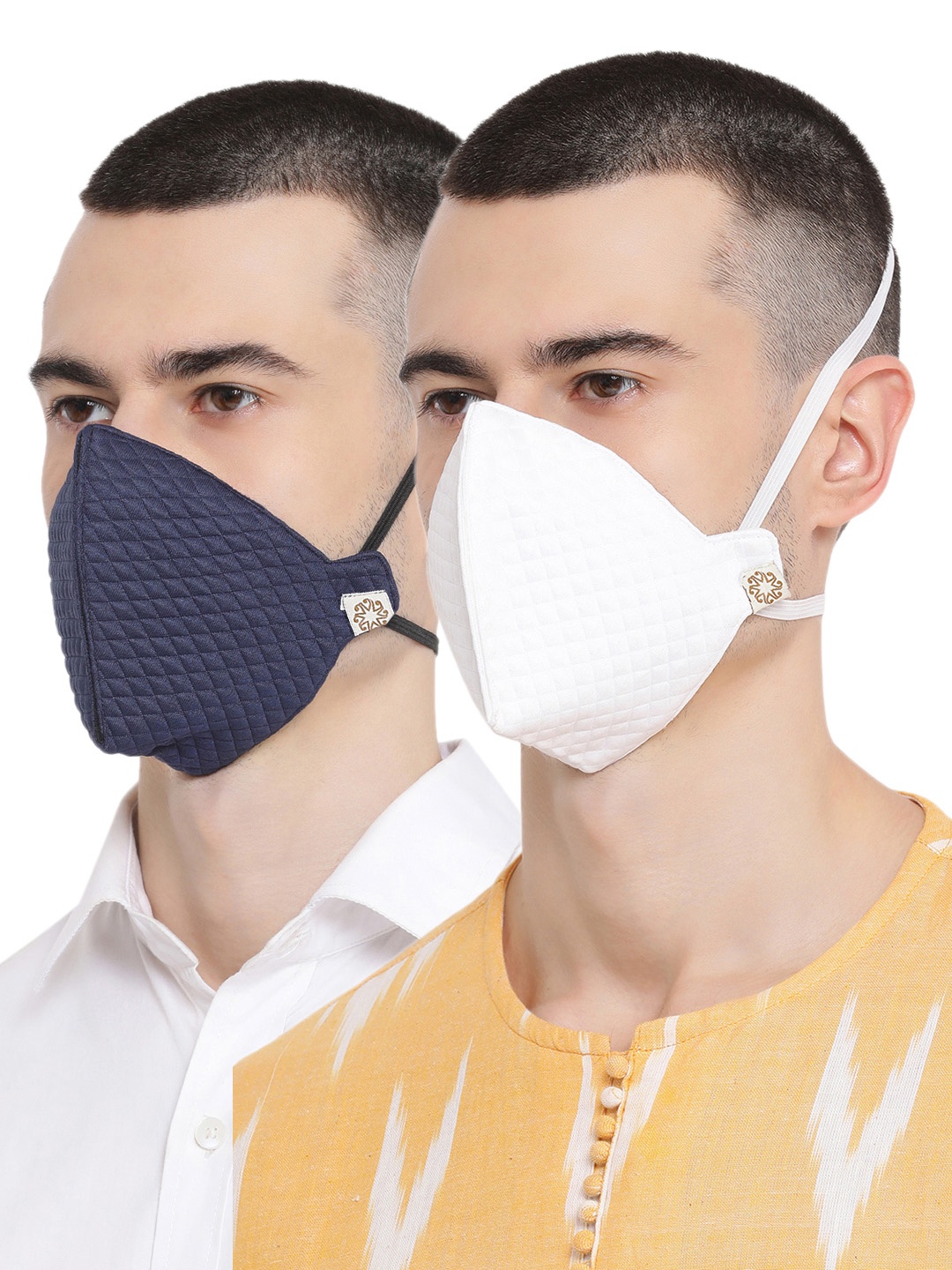

VASTRAMAY Men Pack of 2 Reusable 4-Layers Cloth Masks, Blue