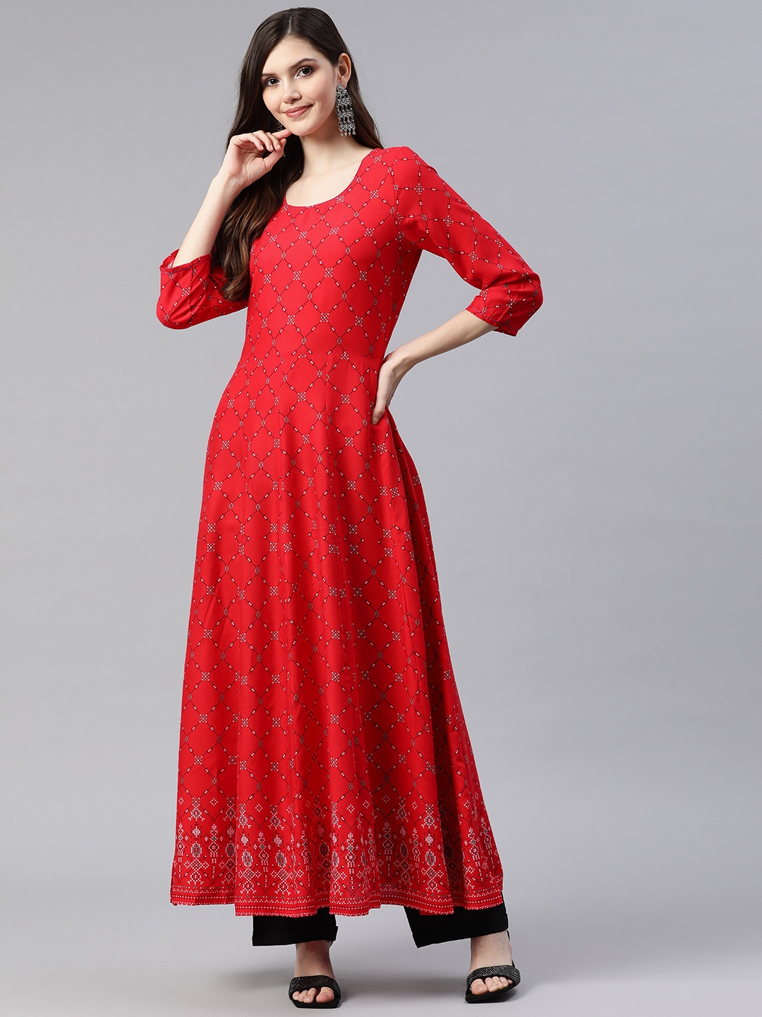 

Rangriti Women Geometric Printed Kurta, Red