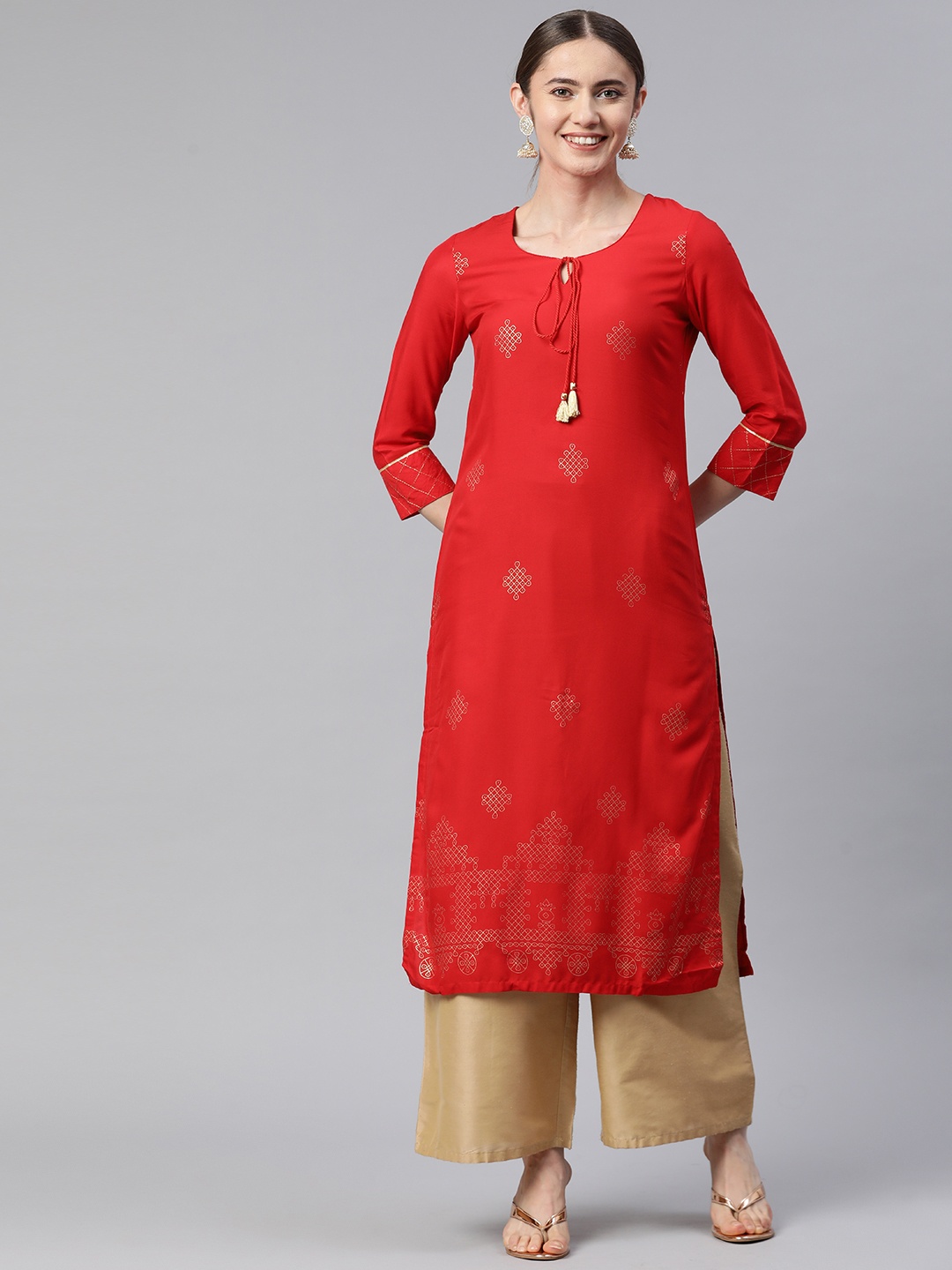 

Rangriti Women Ethnic Motifs Printed Kurta, Red