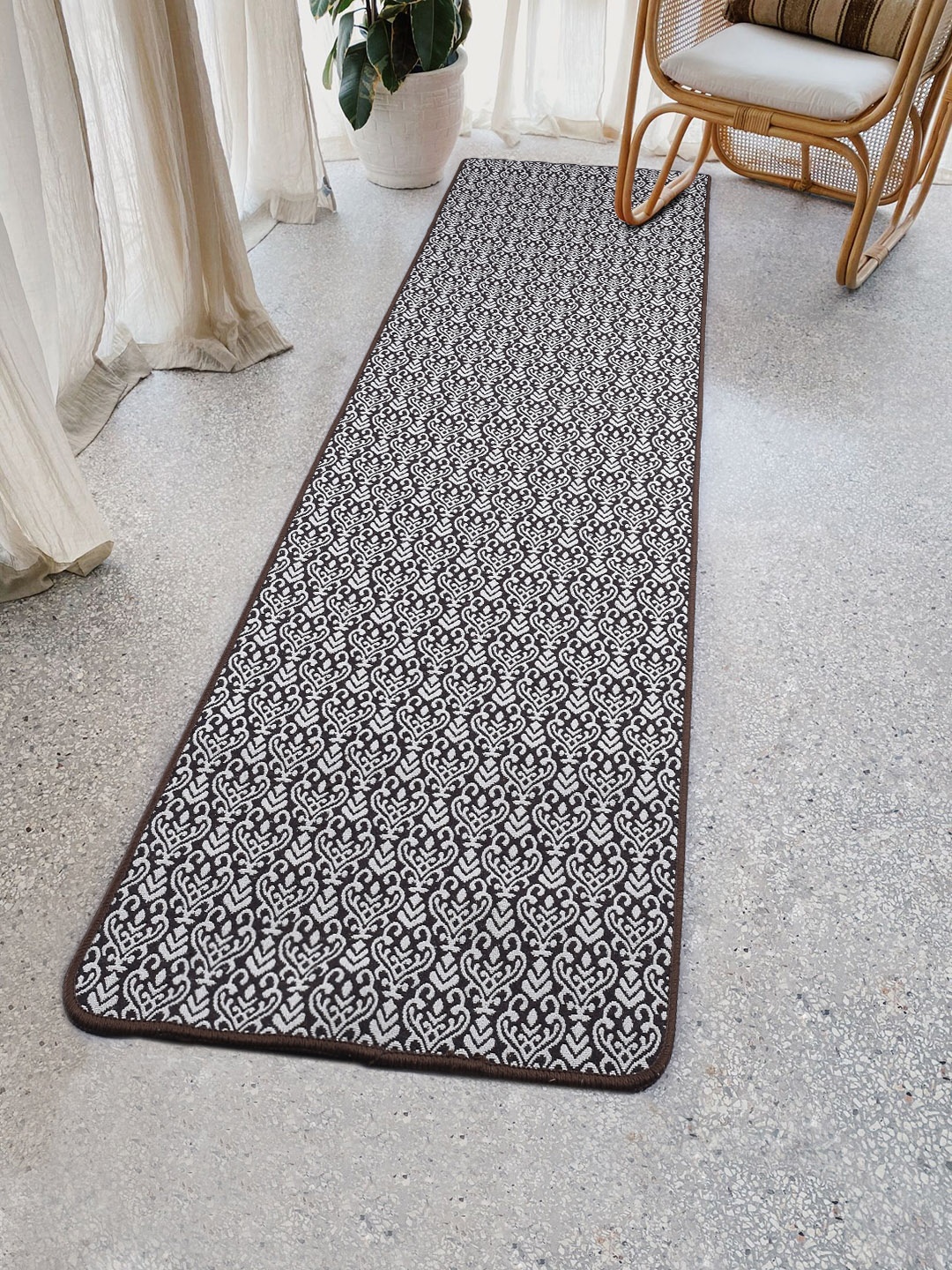 

Saral Home Maroon & White Printed Jacquard Anti-Skid Runner