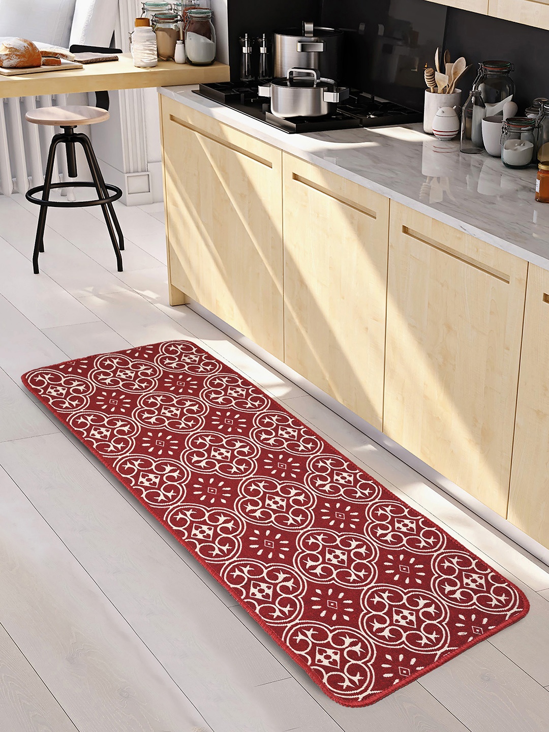 

Saral Home Red & Pink Ethnic Motif Anti-Skid Jacquard Floor Runner