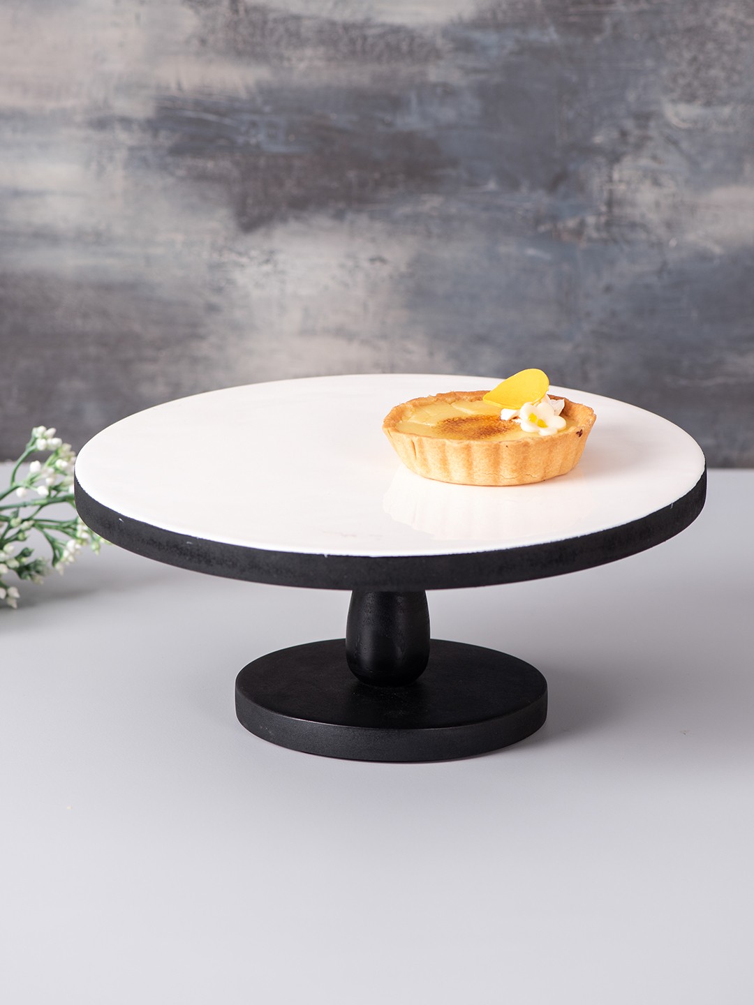 

nestroots Black & White Solid MDF Wood Cake Stand