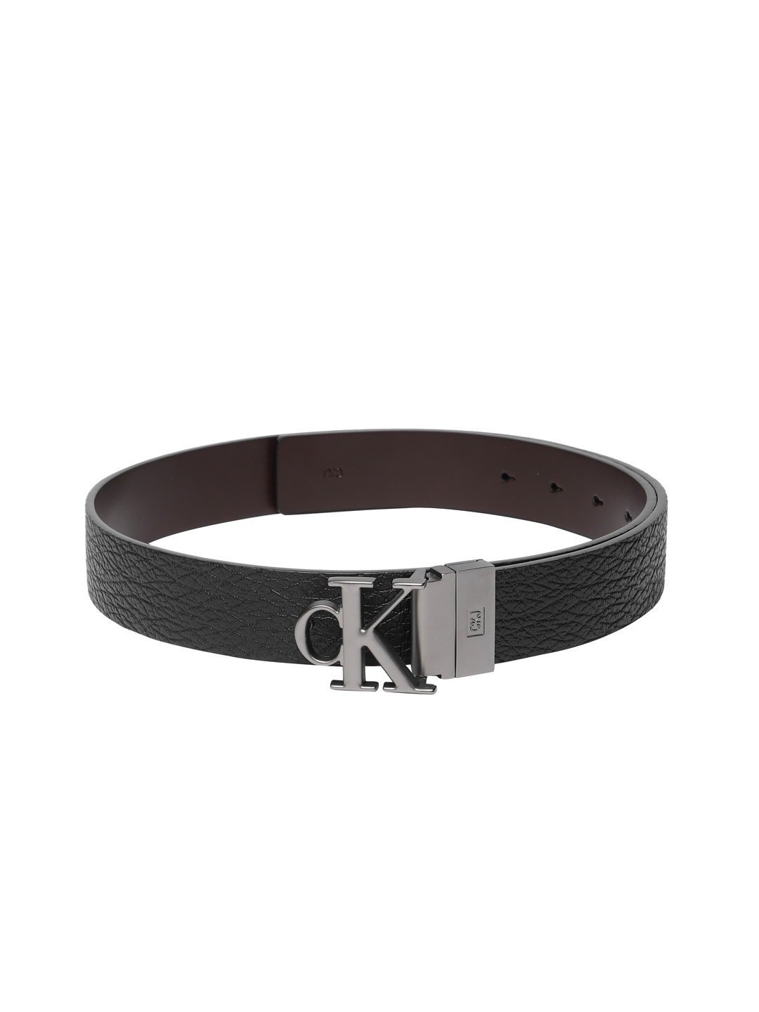 

Calvin Klein Men Black & Brown Textured Reversible Leather Belt