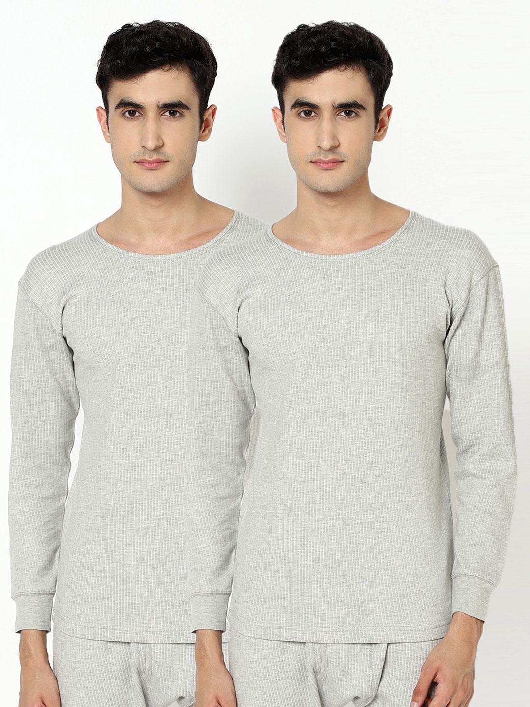 

ARMISTO Men Pack Of 2 Grey Quilted Thermal Tops