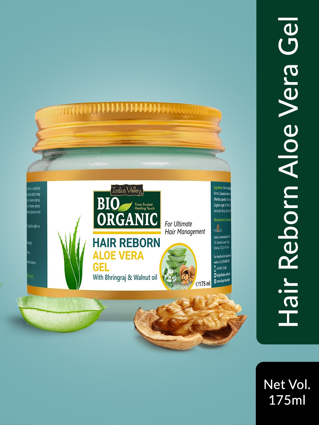 

Indus Valley Bio Organic Hair Reborn Aloevera Gel with Bhringraj & Walnut oil, Green