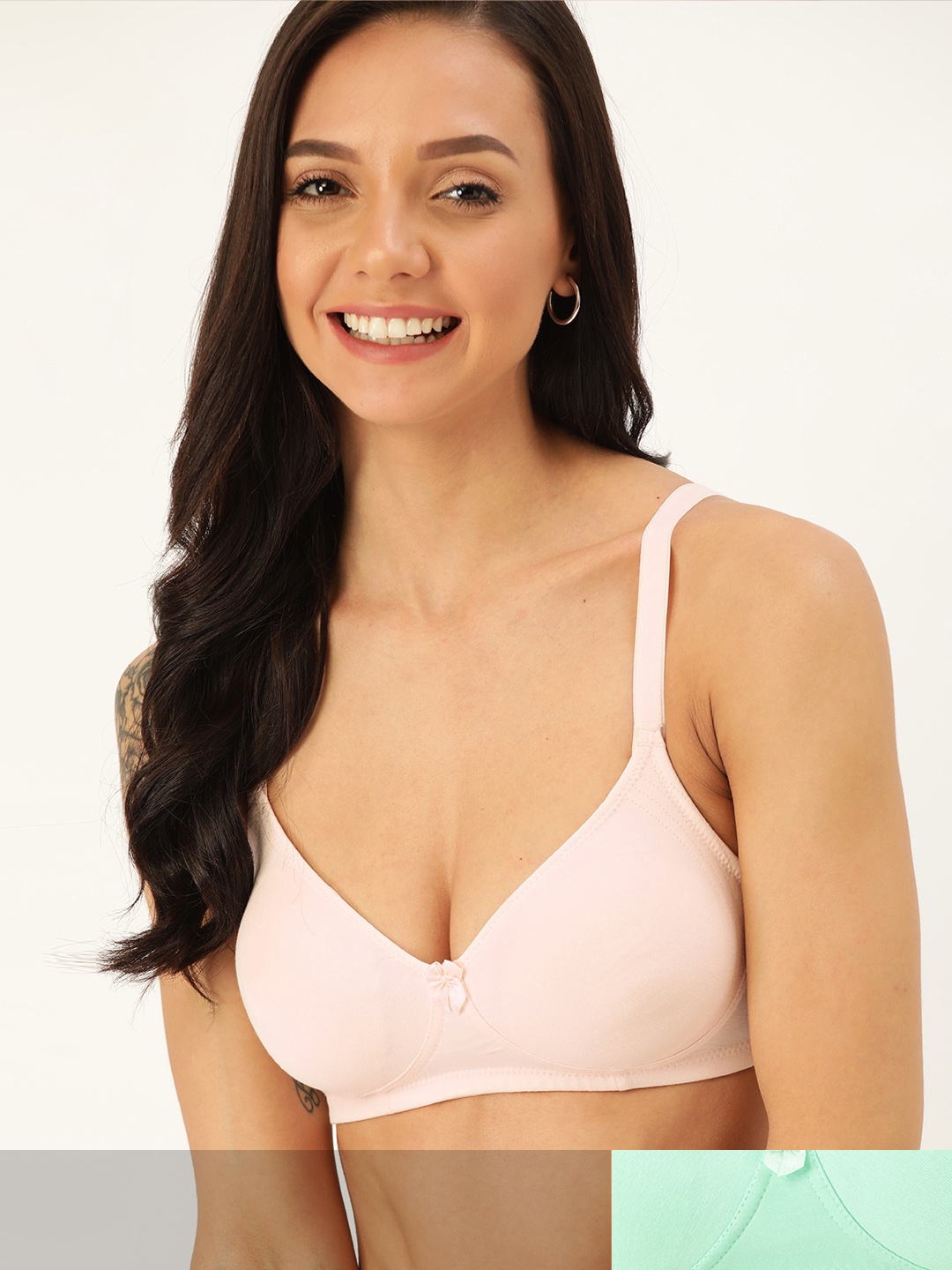 

DressBerry Pack of 2 Non-Wired & Non-Padded Everyday Bras DB-ENC-2PP-006, Peach