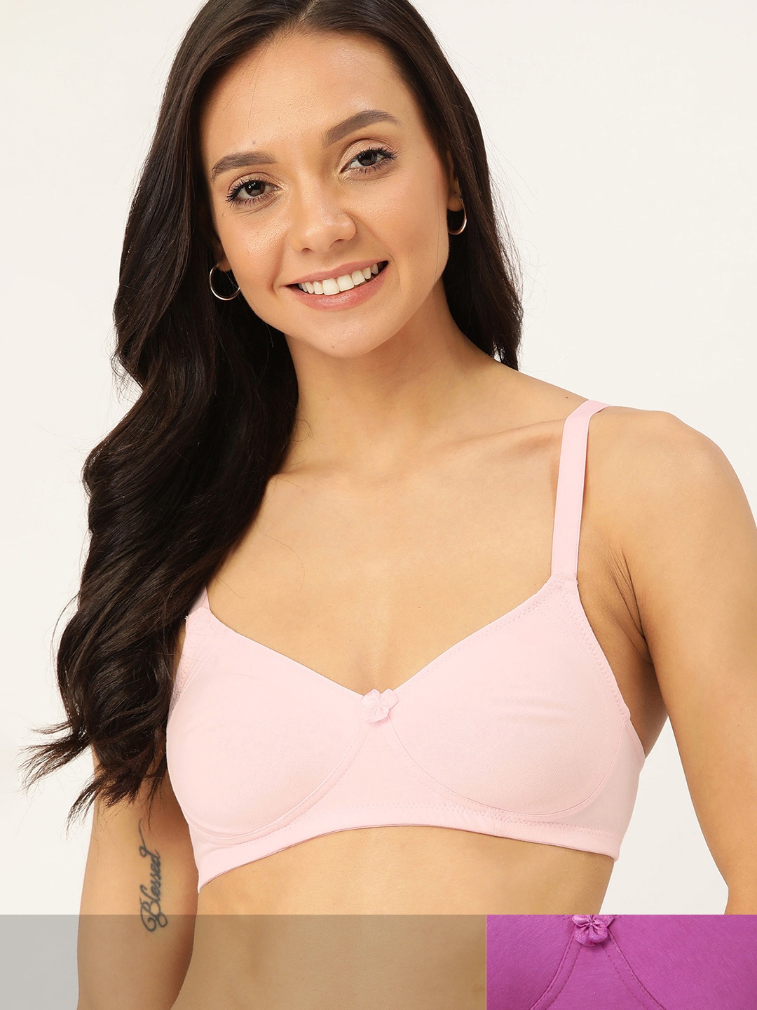 

DressBerry Pack Of 2 Solid Non-Wired Non Padded Everyday Bras DB-ENC-2PP-007, Pink