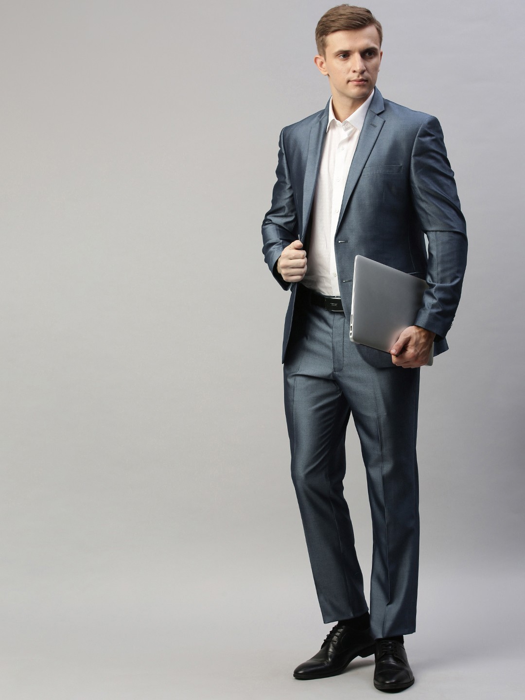 

Park Avenue Men Blue Super Slim Fit Solid Single-Breasted Formal Suit