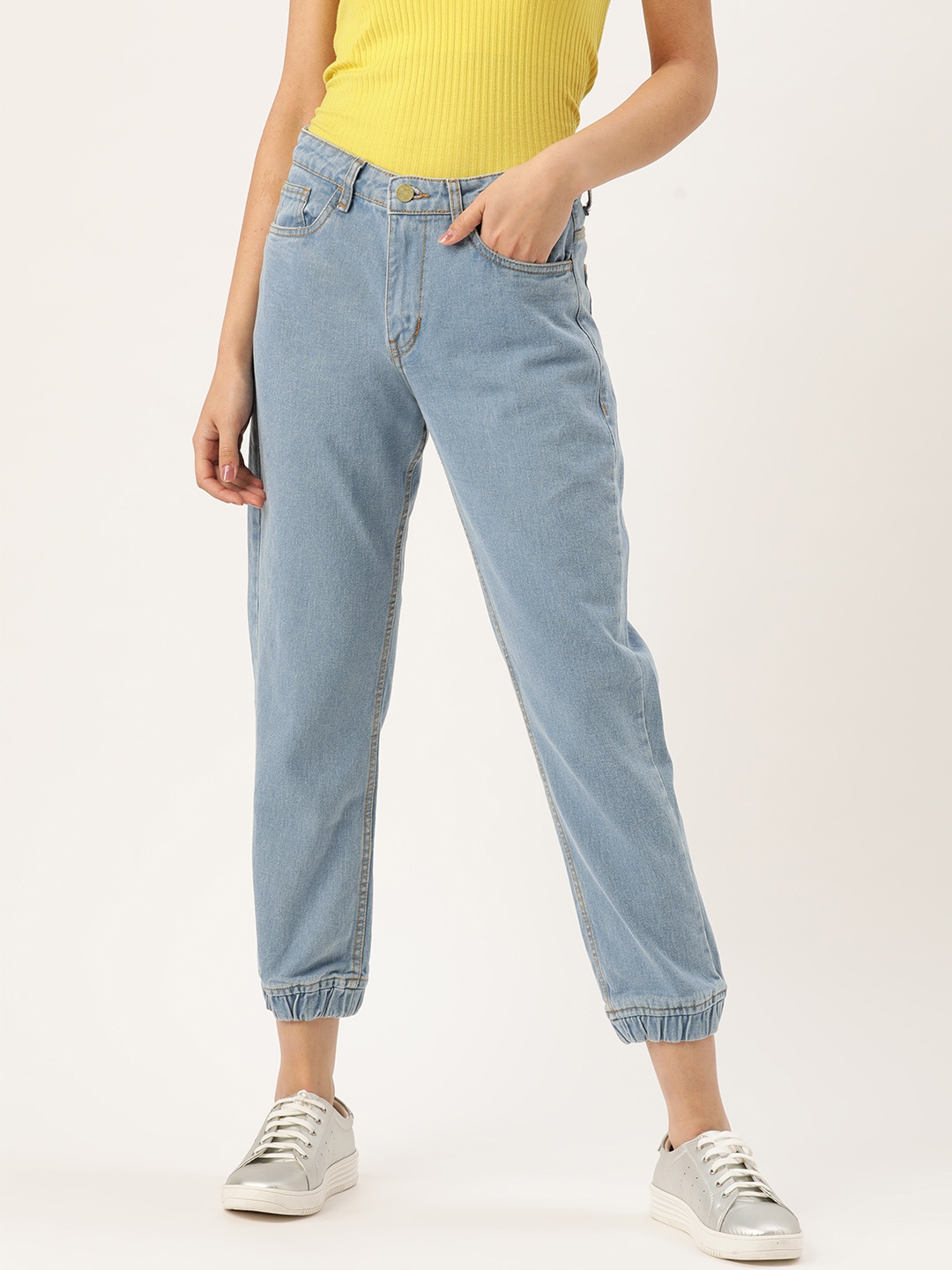 

DressBerry Women Blue Slim Fit Mid-Rise Clean Look Jogger Jeans