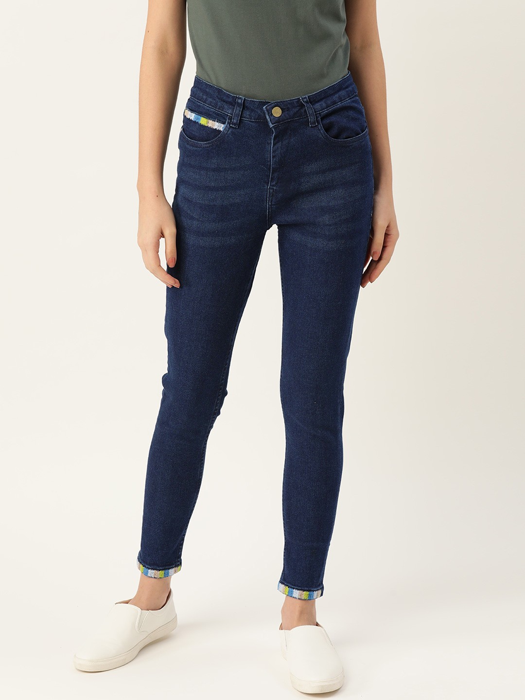 

DressBerry Women Navy Blue Skinny Fit Mid-Rise Clean Look Stretchable Jeans