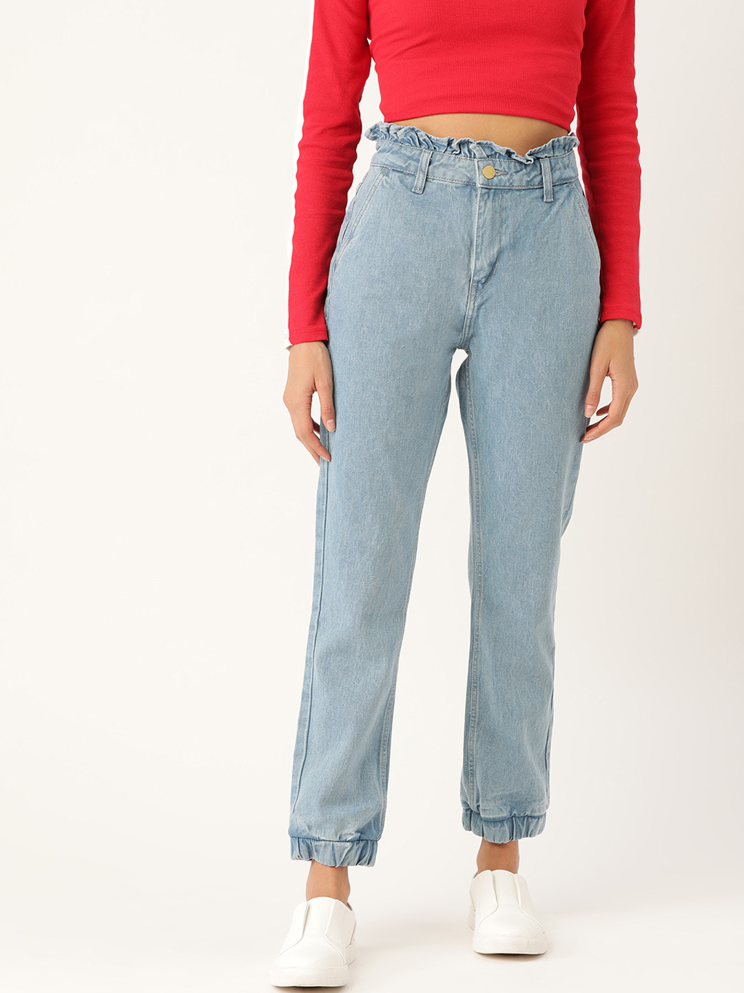 

DressBerry Women Blue Slim Fit Solid Denim Joggers