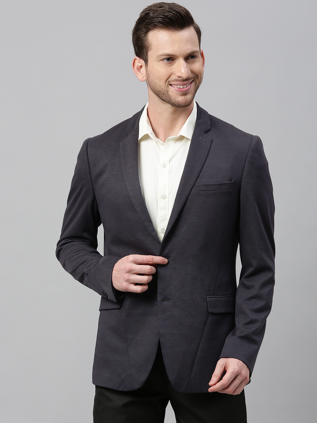 

Louis Philippe Sport Men Grey Slim Fit Self-Design Single-Breasted Formal Blazer