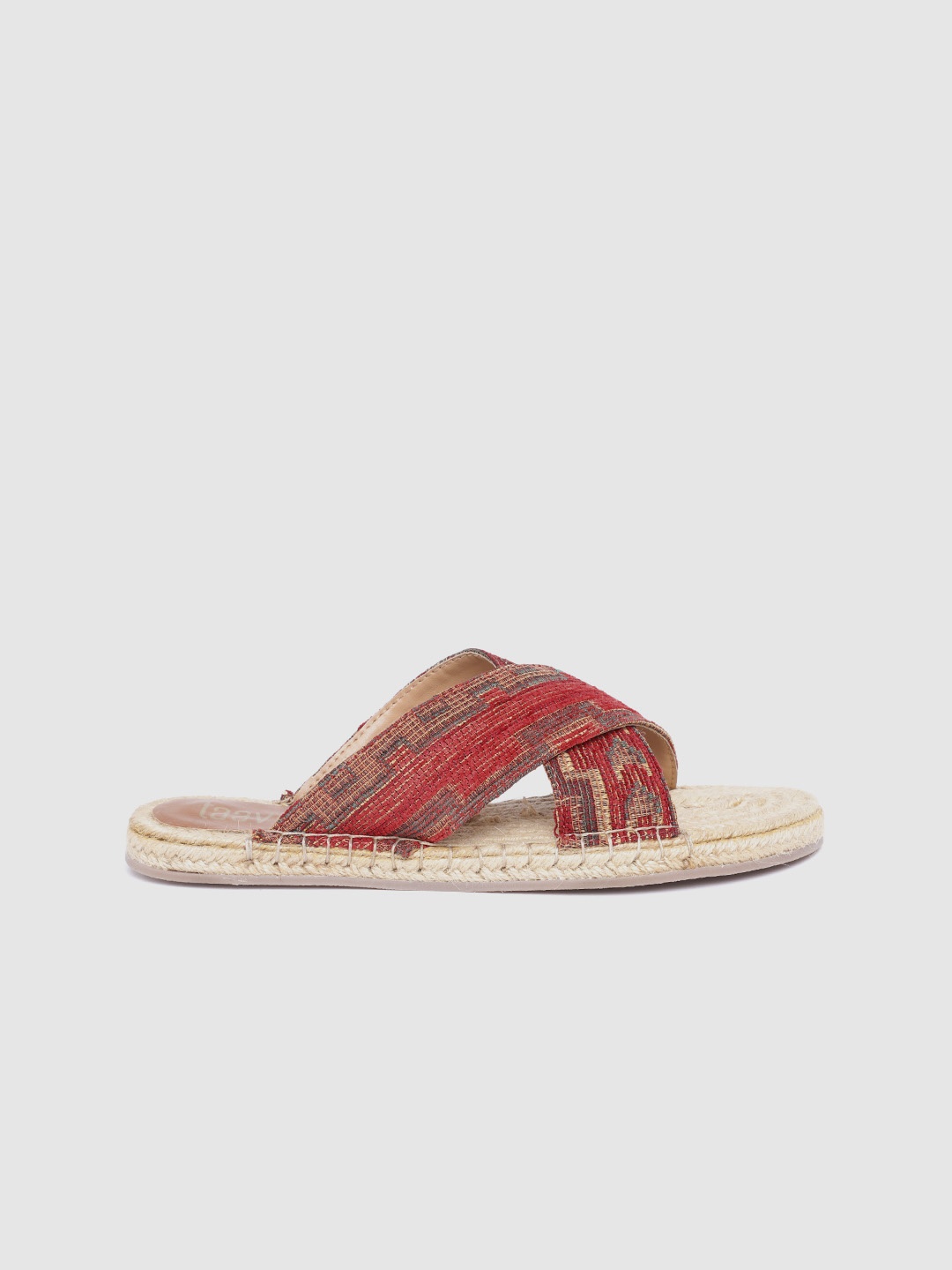 

Taavi Women Red & Beige Woven Design Open Toe Flats