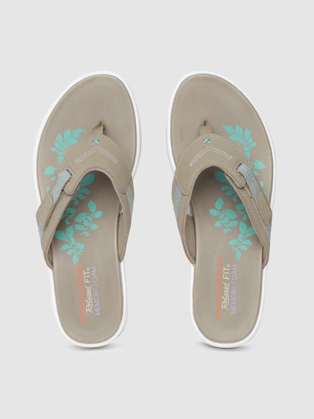 

Skechers Women Grey Printed UPGRADES - MARINA BAY Thong Flip-Flops, Taupe
