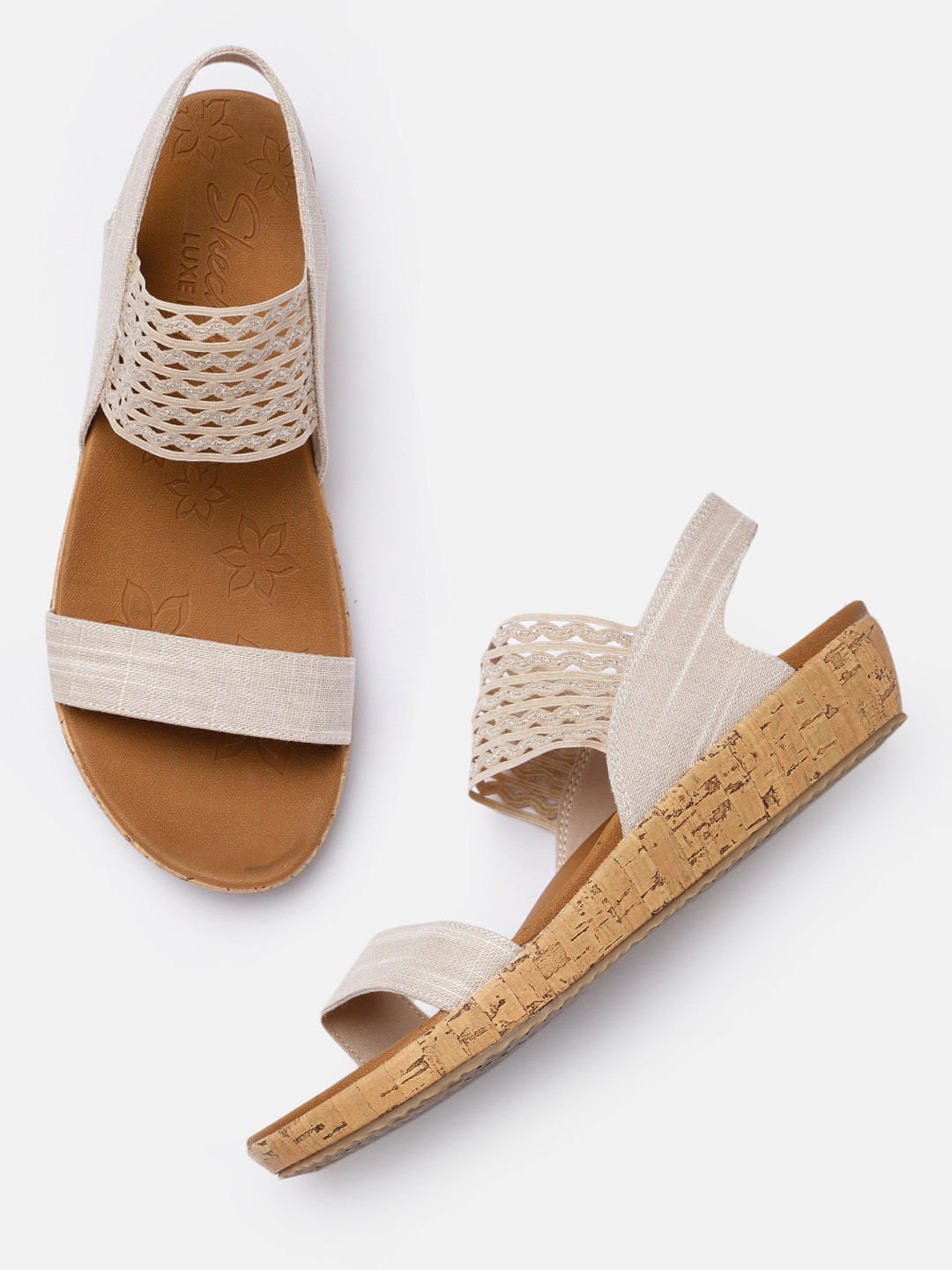 

Skechers Women Off White Brie-Most Wanted Open Toe Flats
