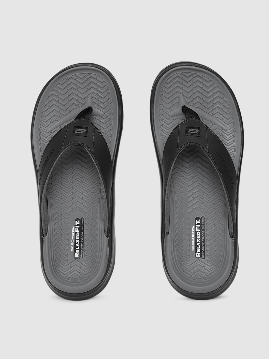 

Skechers Men Black & Grey Solid Thong Flip-Flops