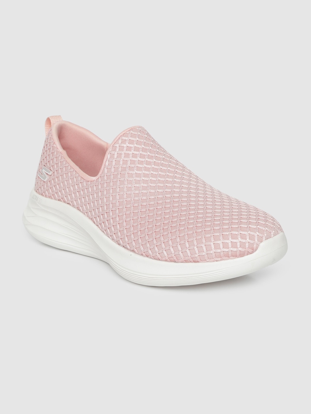 

Skechers Women Pink Textured YOU WAVE Slip-On Sneakers
