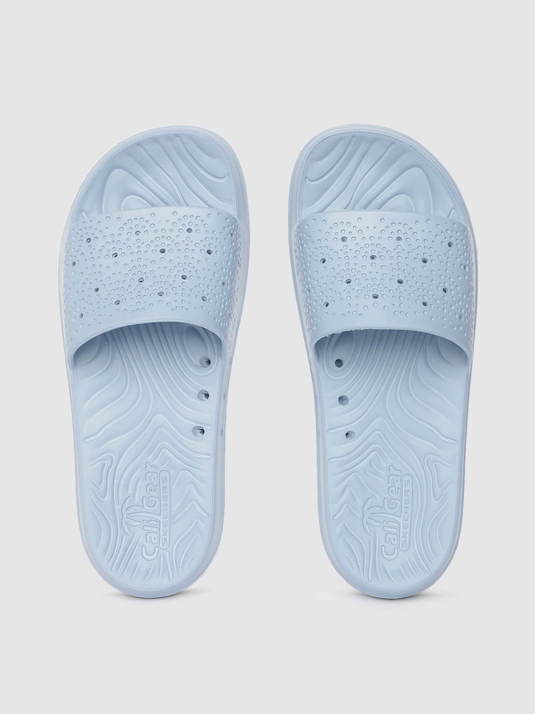 

Skechers Women Blue Self Design Eva Molded Sliders