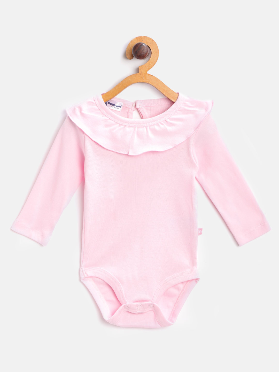 

Moms Love Girls Pink Solid Bodysuit with Ruffled Detail
