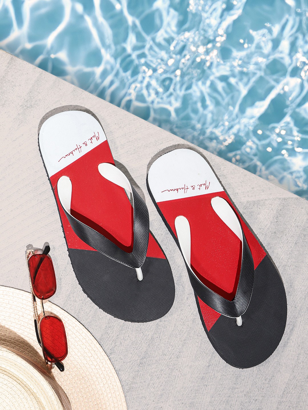 

Mast & Harbour Men Black & Red Colourblocked Thong Flip-Flops