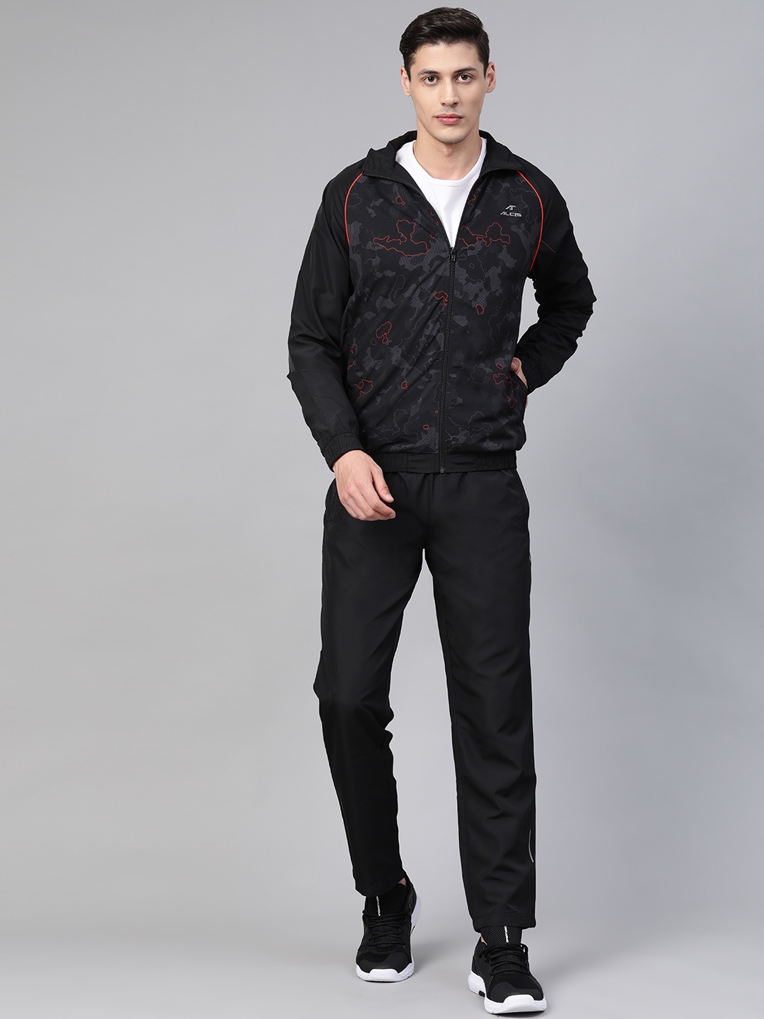 

Alcis Men Black Printed Sports Tracksuit