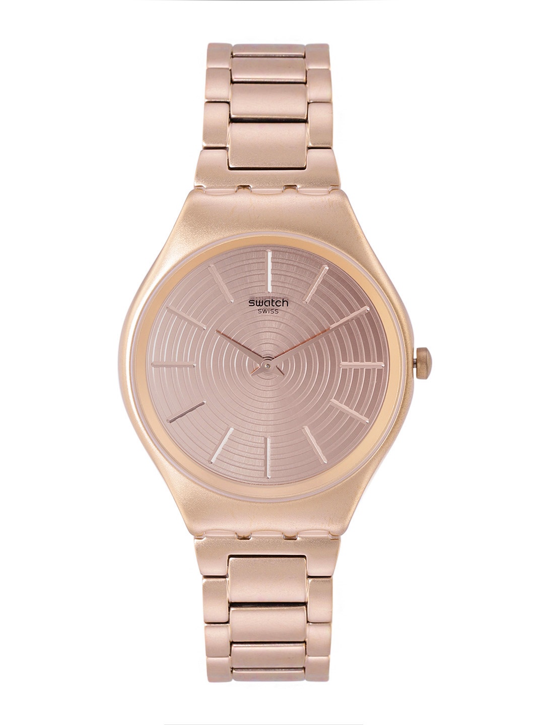 

Swatch Unisex Rose Gold-Toned Textured Goldtralize Water Resistant Analogue Watch SYXG110G