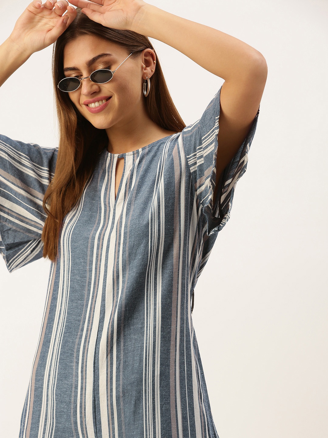 

AND WomenGrey & White Striped Basic Jumpsuit, Grey