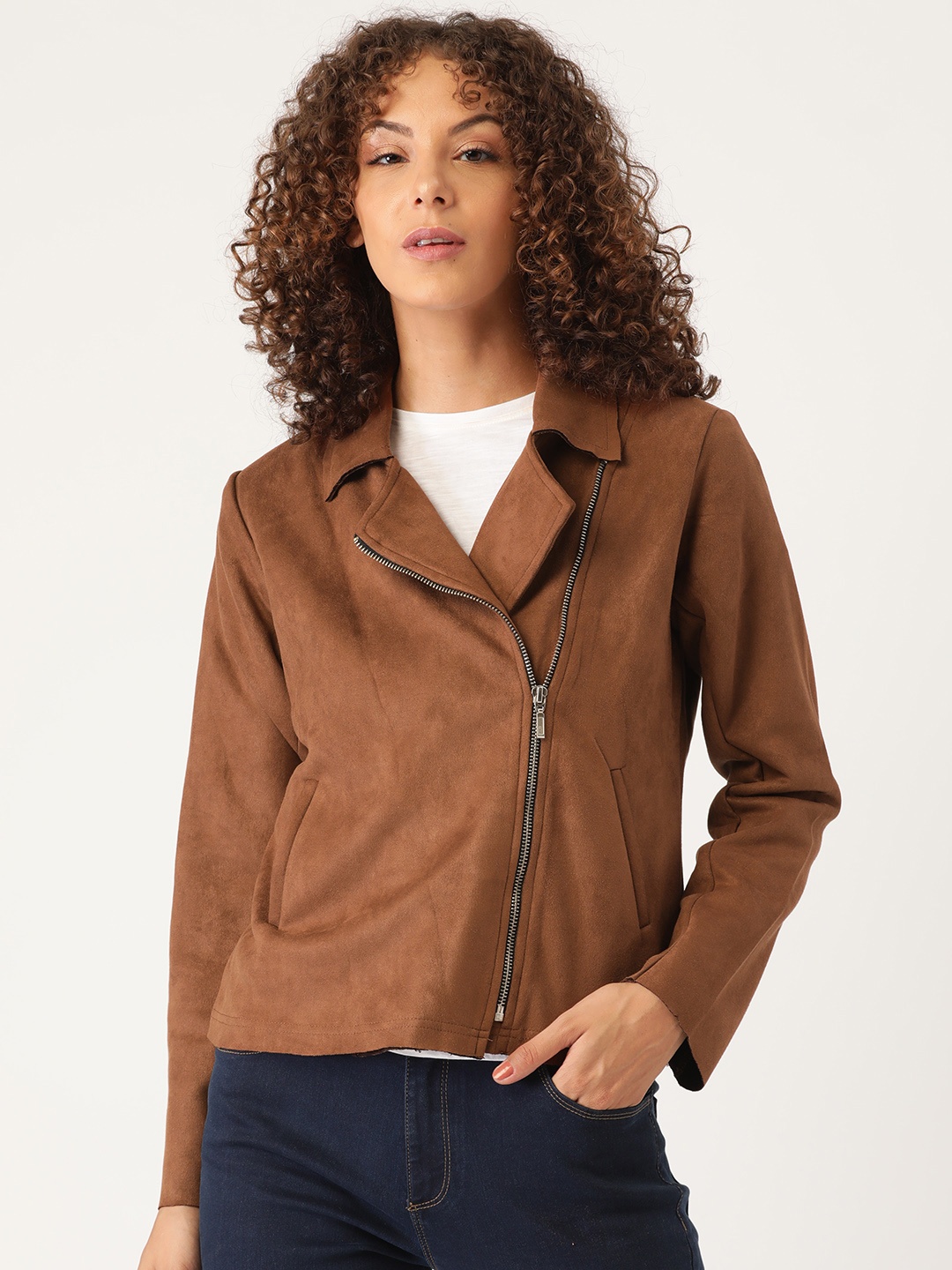 

AND Women Tan Brown Solid Knitted Tailored Jacket
