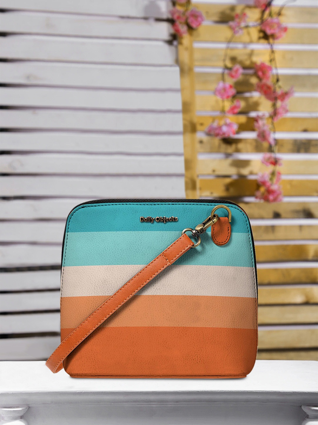 

DailyObjects Blue & Off-White Striped Sling Bag