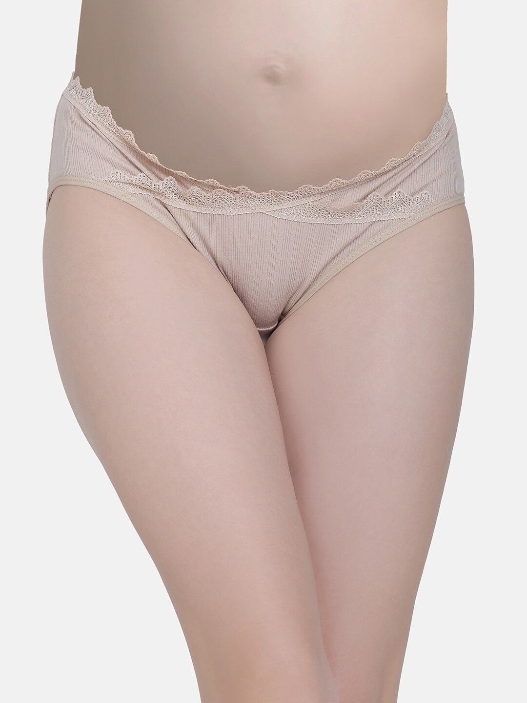 

MAMMA PRESTO Women Beige Striped Maternity Basic Briefs MPU-10