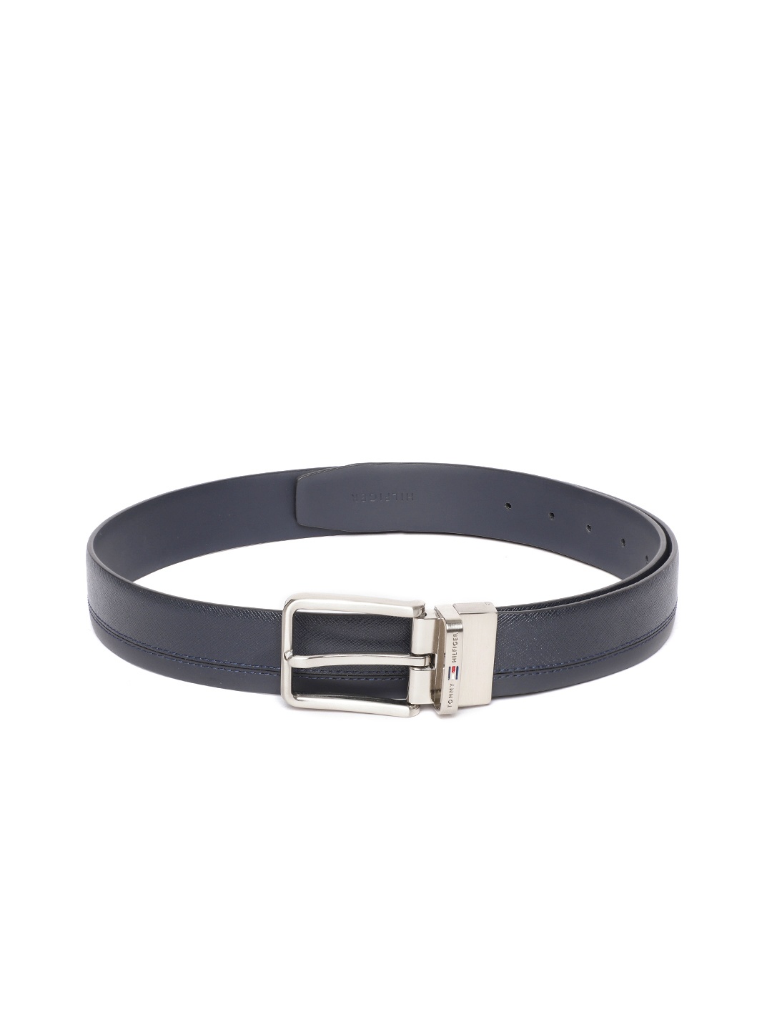 

Tommy Hilfiger Men Navy Blue Textured Leather Formal Belt