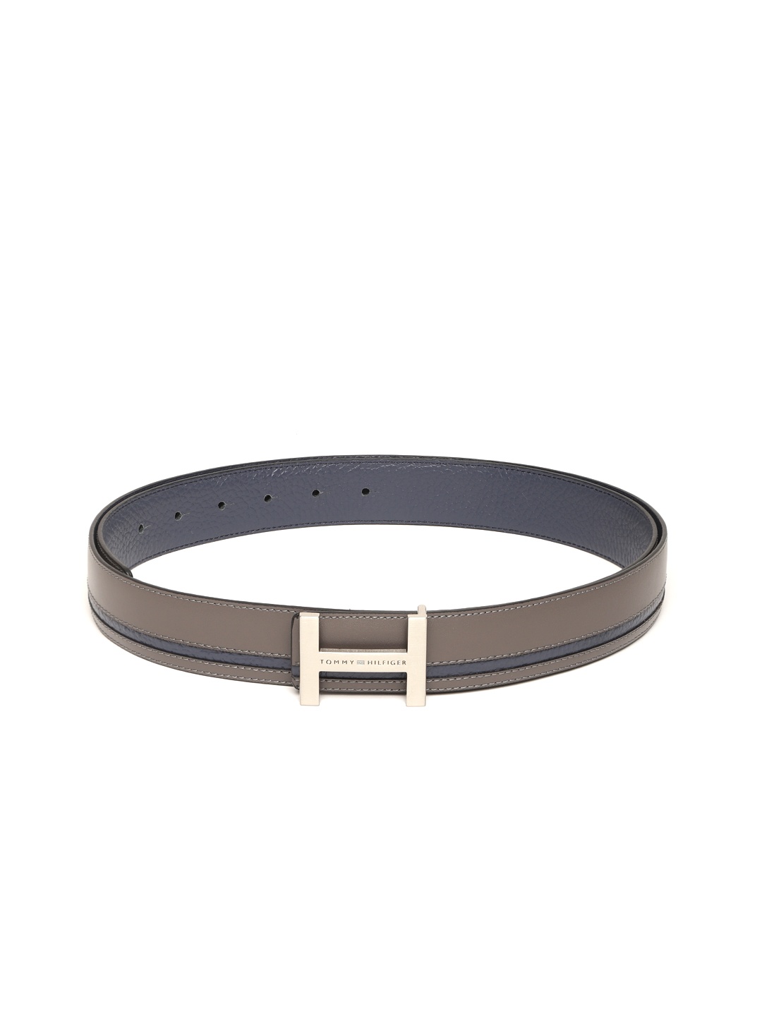 

Tommy Hilfiger Men Taupe & Navy Blue Leather Reversible Solid Belt