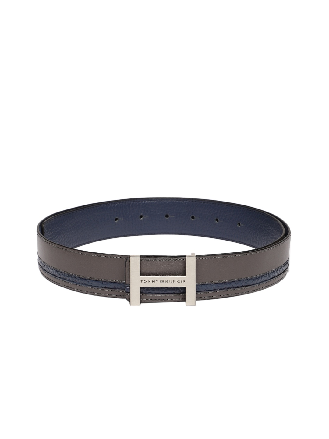

Tommy Hilfiger Men Grey & Navy Blue Solid Reversible Belt