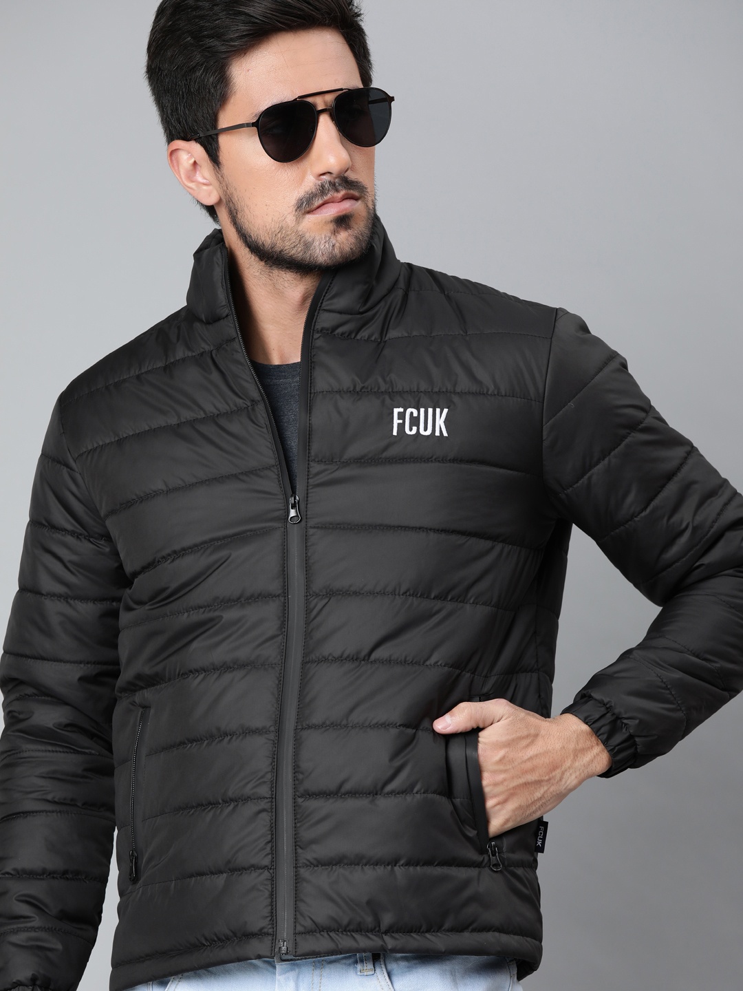 

French Connection Men Black Solid Puffer Jacket