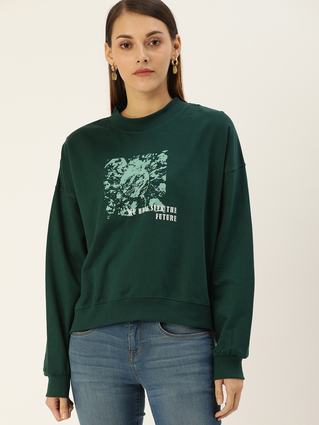 

Flying Machine Women Green Printed Sweatshirt