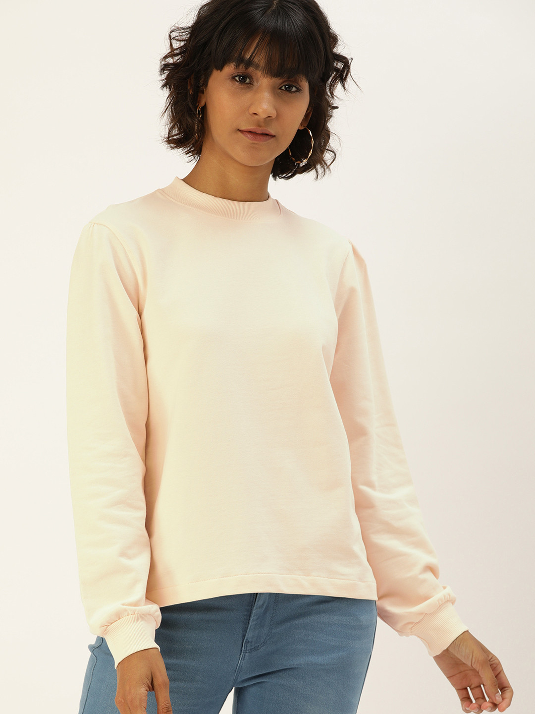 

Flying Machine Women Off-White Solid Sweatshirt