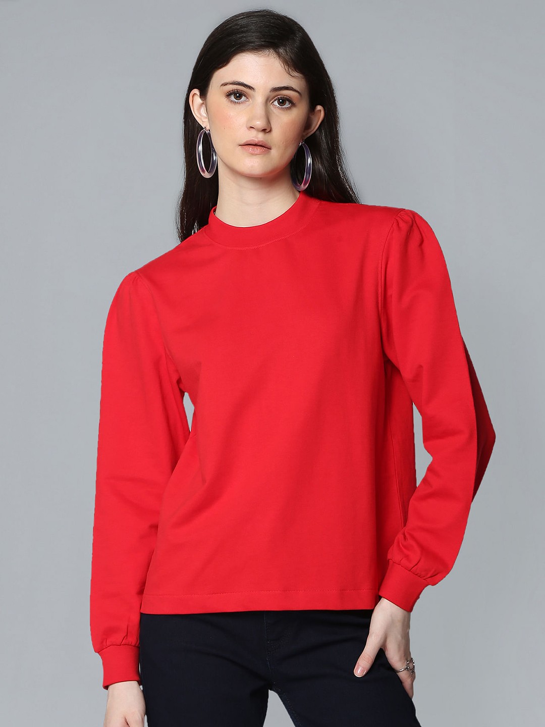 

Flying Machine Women Red Solid Sweatshirt