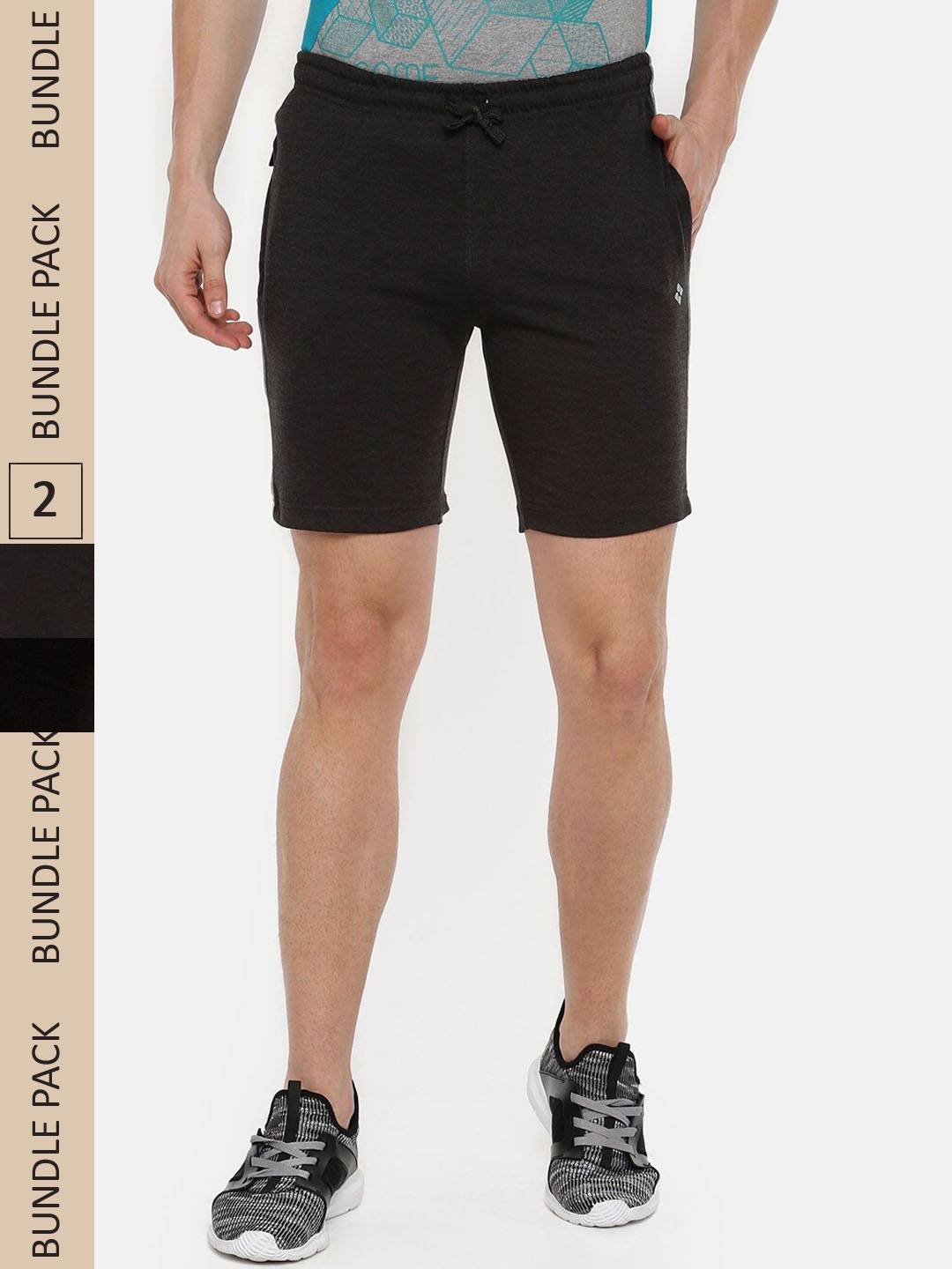 

Dollar Men Pack of 2 Black Solid Regular Shorts