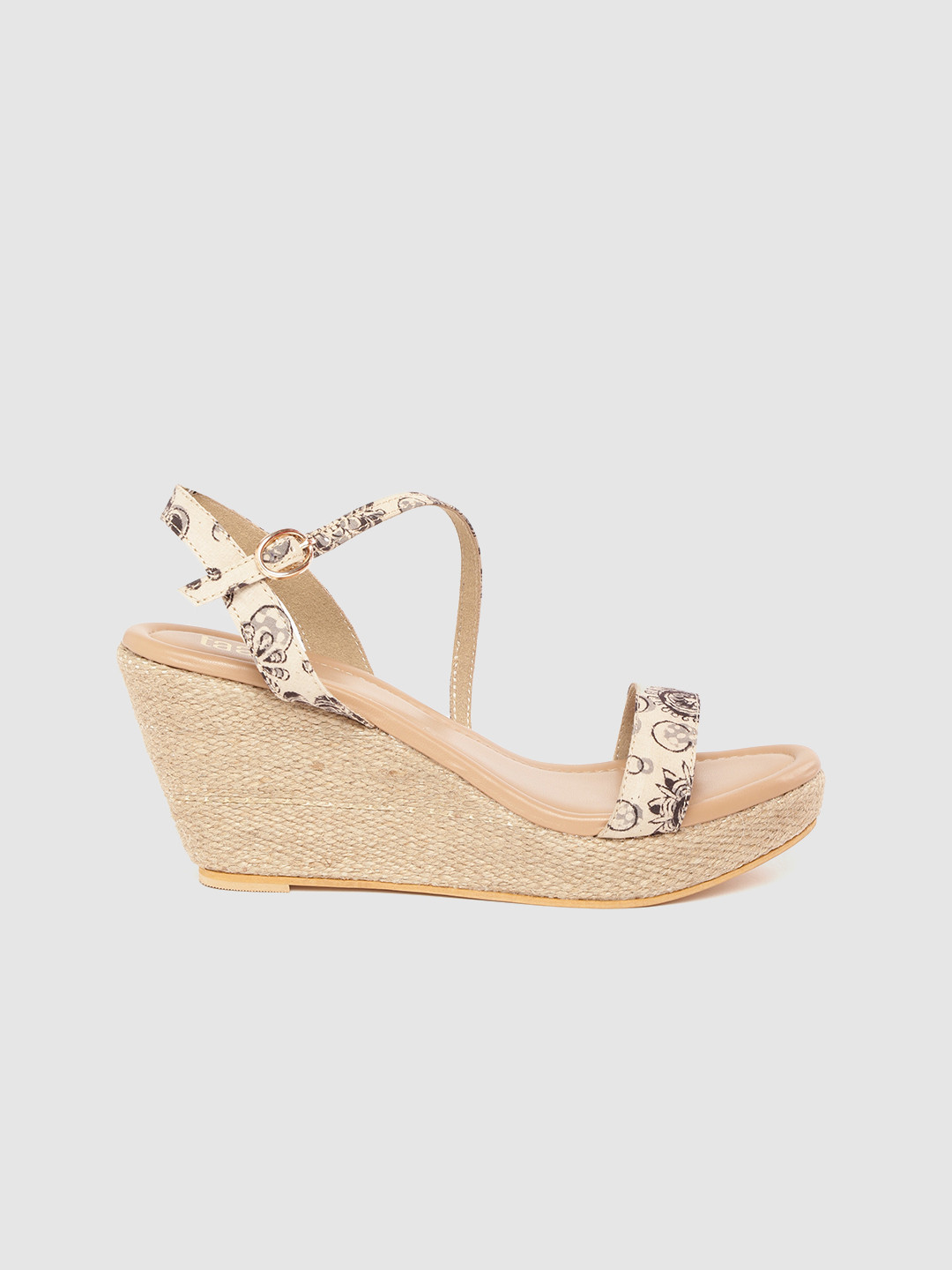 

Taavi Women Cream-Coloured & Black Ethnic Print Wedges