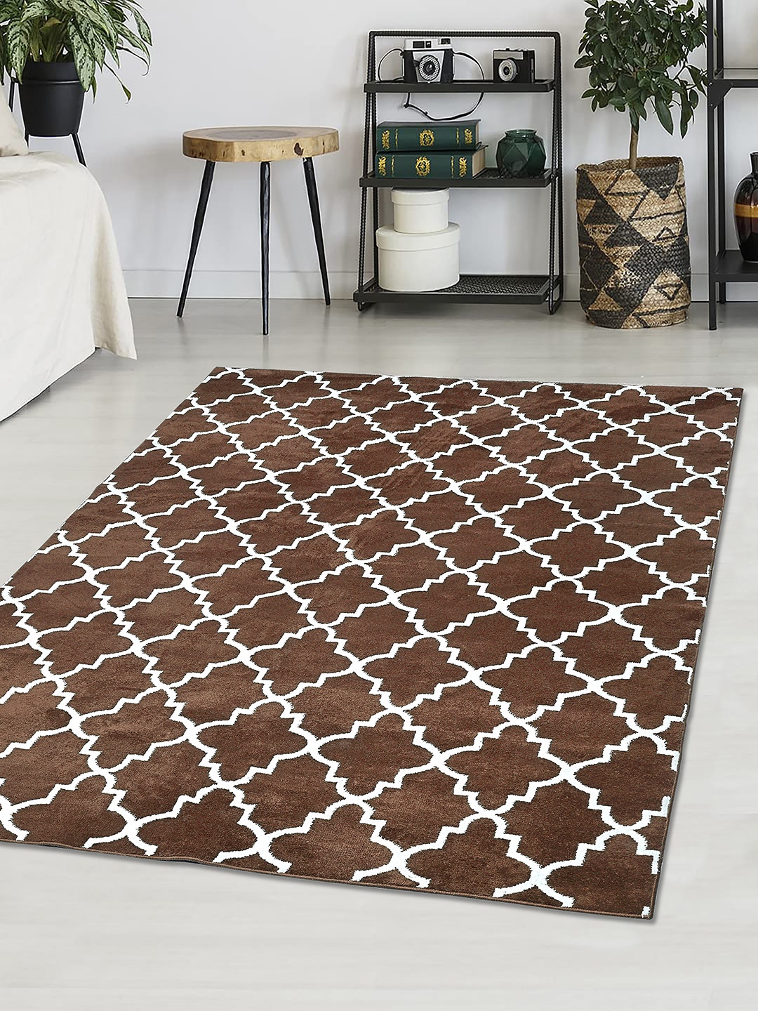 

Saral Home Brown & White Geometric Anti-Skid Carpet