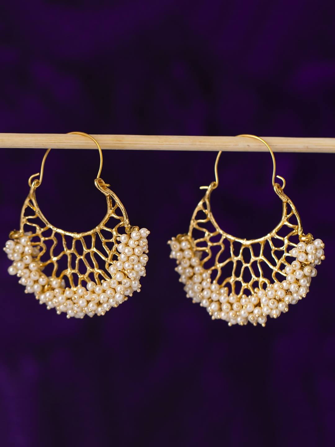 

Sukkhi Gold-Plated Handcrafted Pearls Chandbali Earrings