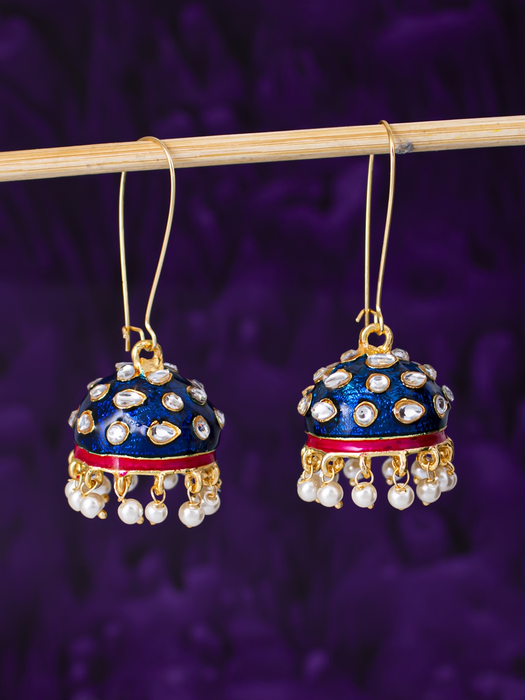 

Sukkhi Gold-Plated Dome Shaped Jhumkas, Blue