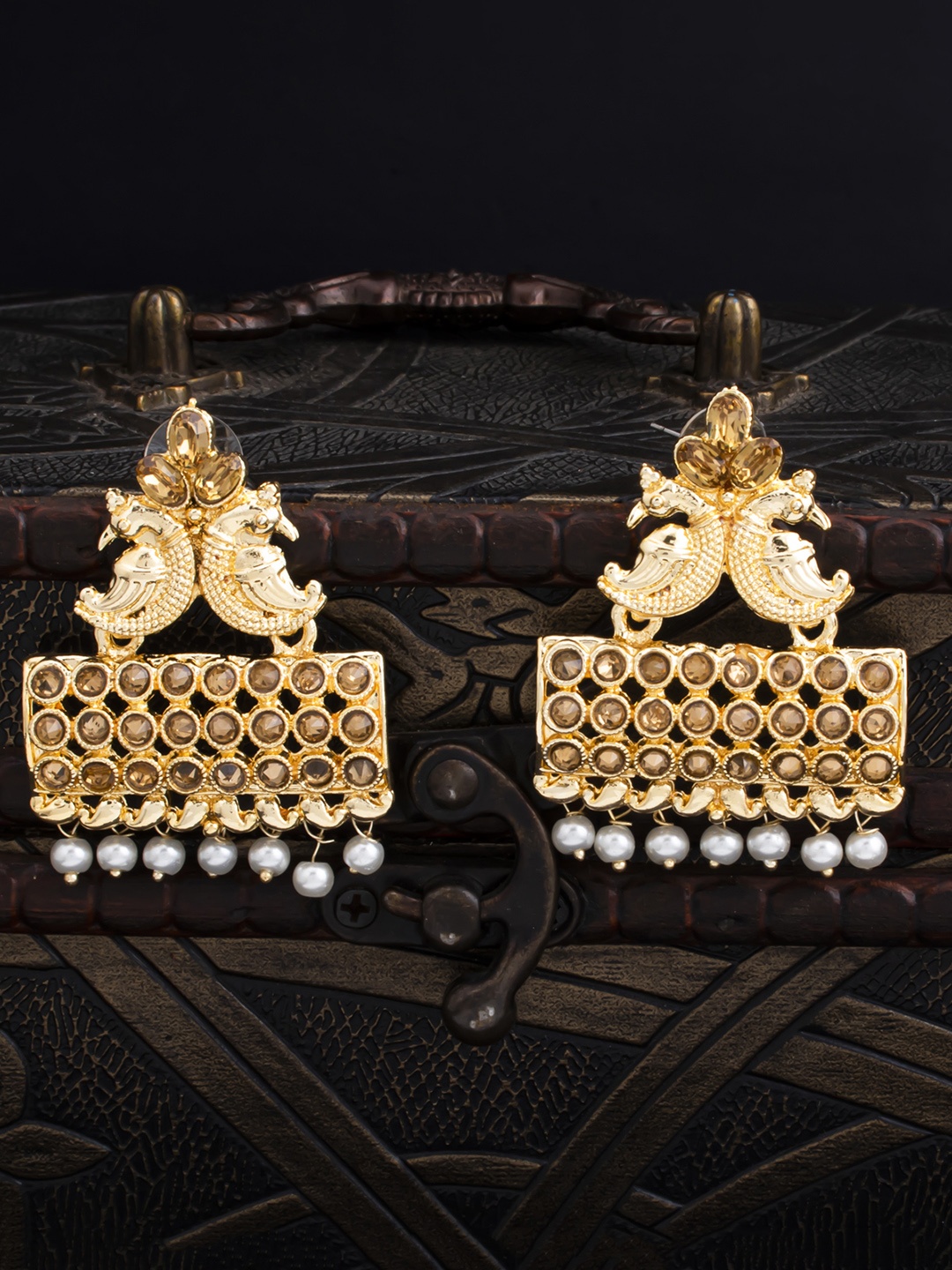 

Sukkhi Gold-Plated Peacock Shaped Drop Earrings