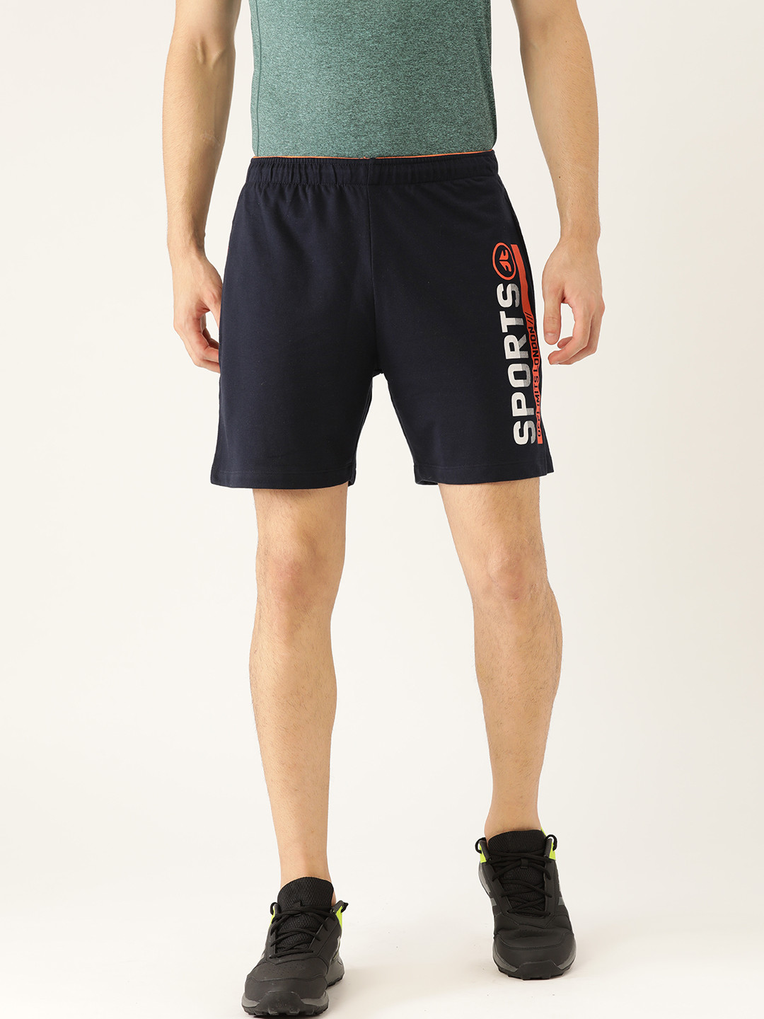 

OFF LIMITS Men Navy Blue Placement Print Regular Fit Sports Shorts