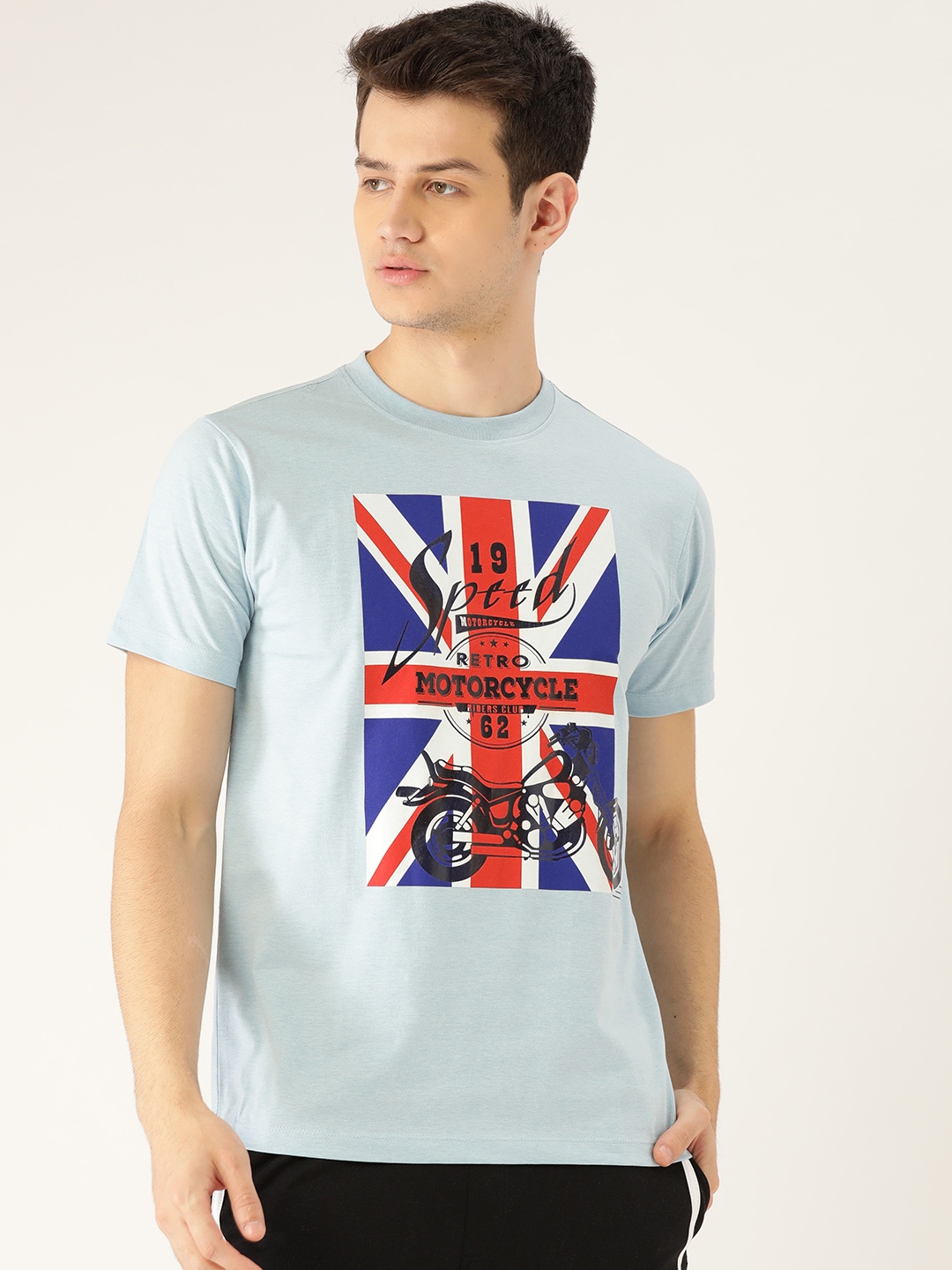 

OFF LIMITS Men Blue Printed Round Neck T-shirt