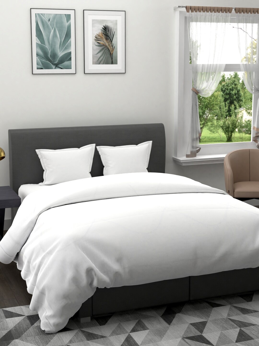 

Clasiko White Solid AC Room 120 GSM Reversible Double Bed Quilt