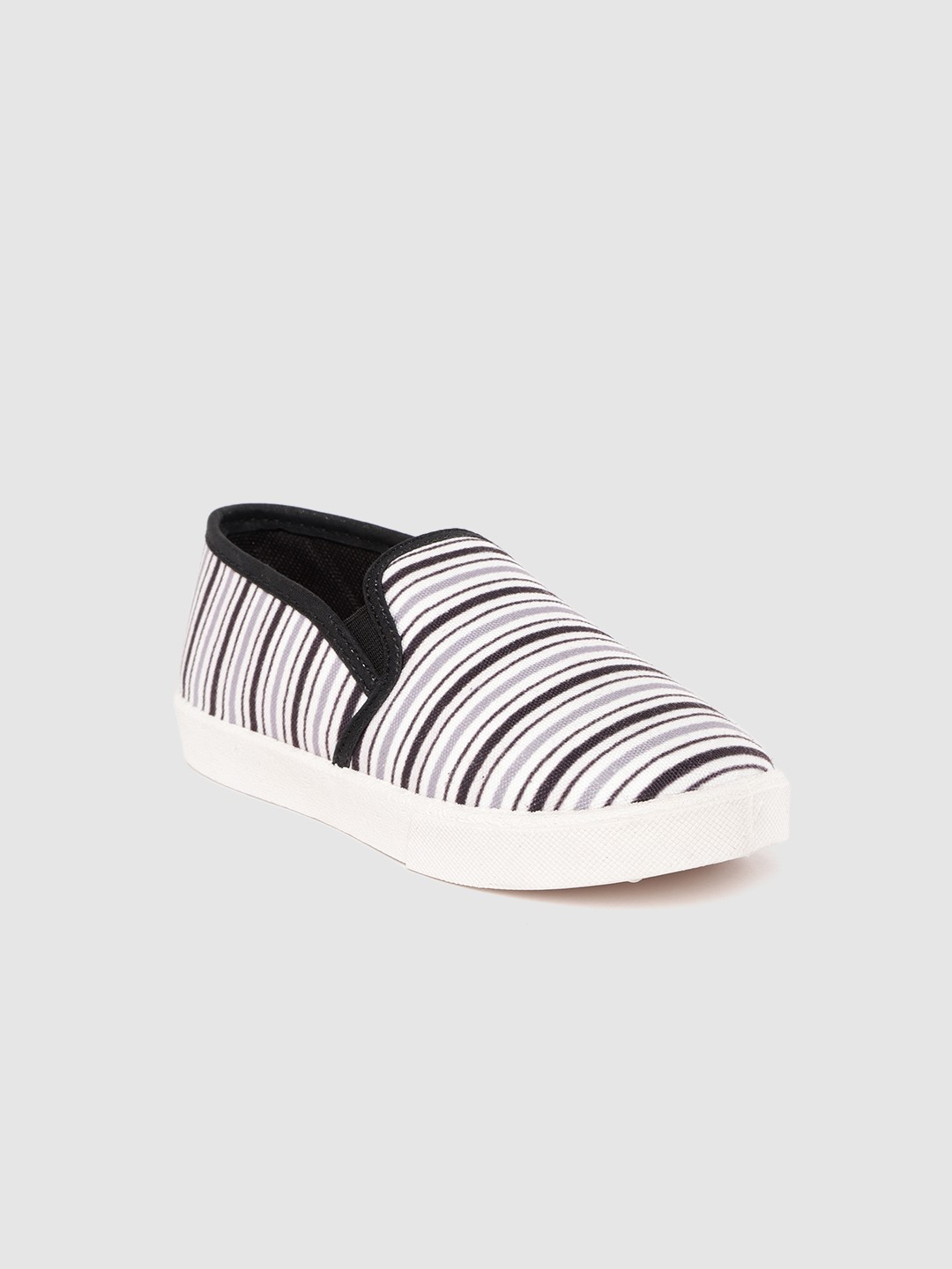 

YK Boys White & Coffee Brown Striped Slip-On Sneakers